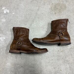 Frye Gaucho Brown Leather Harness Engineer Motorcycle Boots Size 11D
